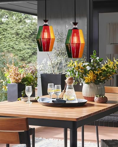Image of Groeien Silk Weave Crystal Metal Multicolor Hanging Pendant Ceiling Lamp Fixture | Chandelier for Home, Indoor, Outdoor,Living Room, Bedroom(Bulb Included)(SilkWeave, 1)