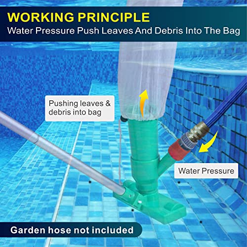 Urchindj Underwater Jet Vacuum Cleaner, Portable Pool Vacuum Jet Underwater Cleaner W/Brush & 56.7" Pole, Handheld Jet Pool Vacuum For Above Ground Pool, Attach To Garden Hose #TOP5