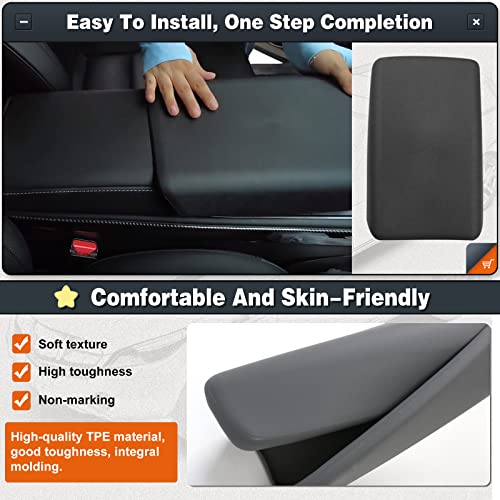 Cusdusk Car Armrest Cover For Tesla Model 3 Model Y,Center Console Protector Pad Automobile Waterproof Armrest Box Protective Cover Mat For Car Interior Protection Decor Accessories (Black) #TOP6