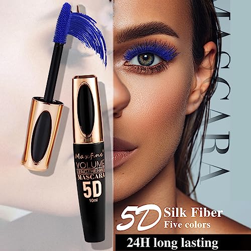 Blue Mascara Waterproof 4d Silk Fiber Lash Mascara, Long-lasting No Smudge and Clump Telescopic Mascara, Lengthening Thick Volumizing for Party Stage Use - Image 3
