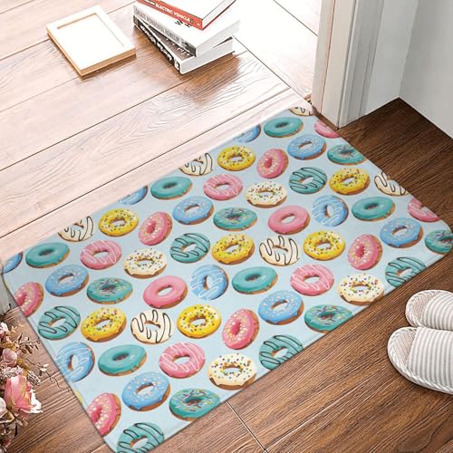 Novastar Tapete para puerta delantera, interior y exterior, tapete de cocina con estampado de donas de macarrón, tapetes de baño finos lavables para debajo de la puerta, tapetes de baño para baño, 16