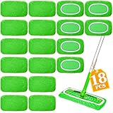 18-Pack Reusable Mop Pads Compatible with Swiffer Sweeper Mop - 100% Coral Fleece Washable Refills - Microfiber Dry & Wet Sweeping Cloths for Multi-Surface/Hardwood Floor Cleaning