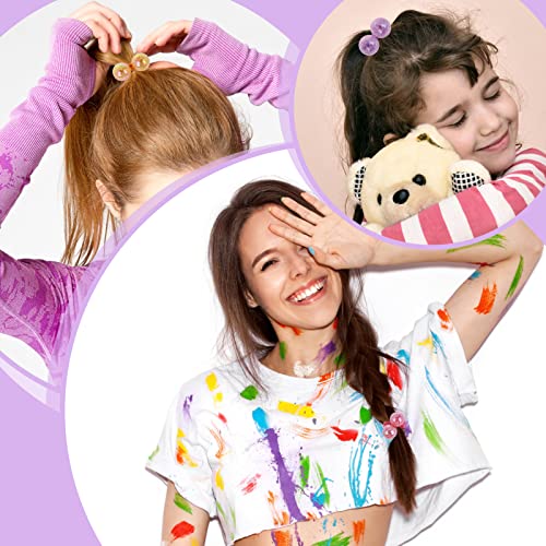 Teaaha 12PCS Ball Bobbles - Girl's Elastic Ponytail Holders with Double Balls, Cute Colourful Beads Hair Bobbles for Girls & Women - Image 4