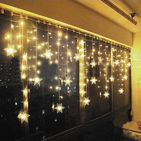 Christmas Window Lights 3M 168LEDs Snowflakes Curtain Fairy Light Xmas Decoration 8Modes Christmas Icicle Lights with Remote &Timer Cover