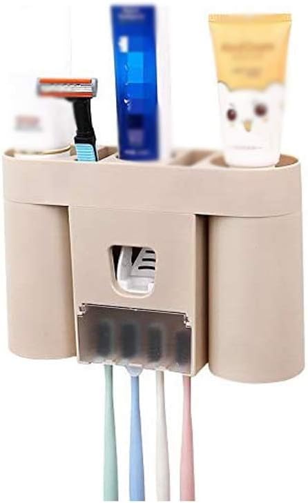 Wall-Mounted Toothbrush Cup Holder, No Need to Punch, Toothbrush Storage Rack, Automatic Induction of Double-Position Toothpaste(E)