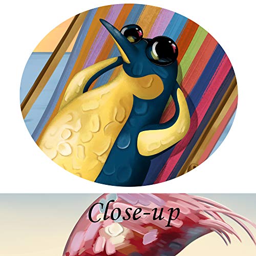 Kreative Arts Funny Animal Flamingo And Penguin On Beach Vacation Canvas Prints Painting With Stretched Frame Wall Art For Home Decor Kids Room Gifts Nursery Walls Decorations 24X24Inch #TOP4