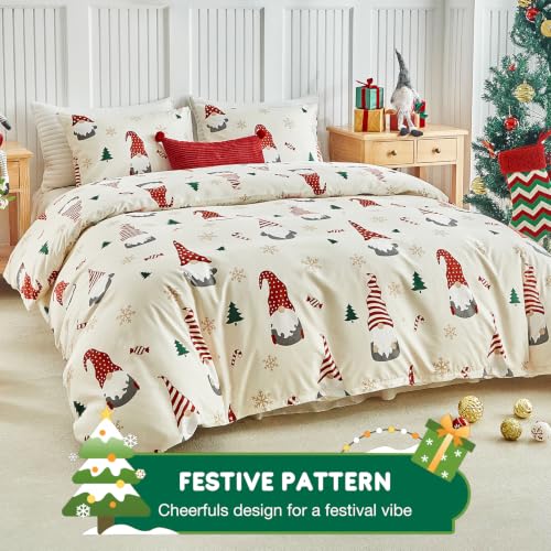 Image of Lekesky Christmas Duvet Cover Queen Size 3-Piece, Christmas Gnome