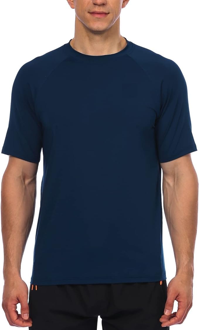 Men's Short Sleeves T-Shirt-UPF50+ Sun Protection Quick Dry T-Shirt for Swimming, Hiking Atheltic Workout Rash Guard Tops