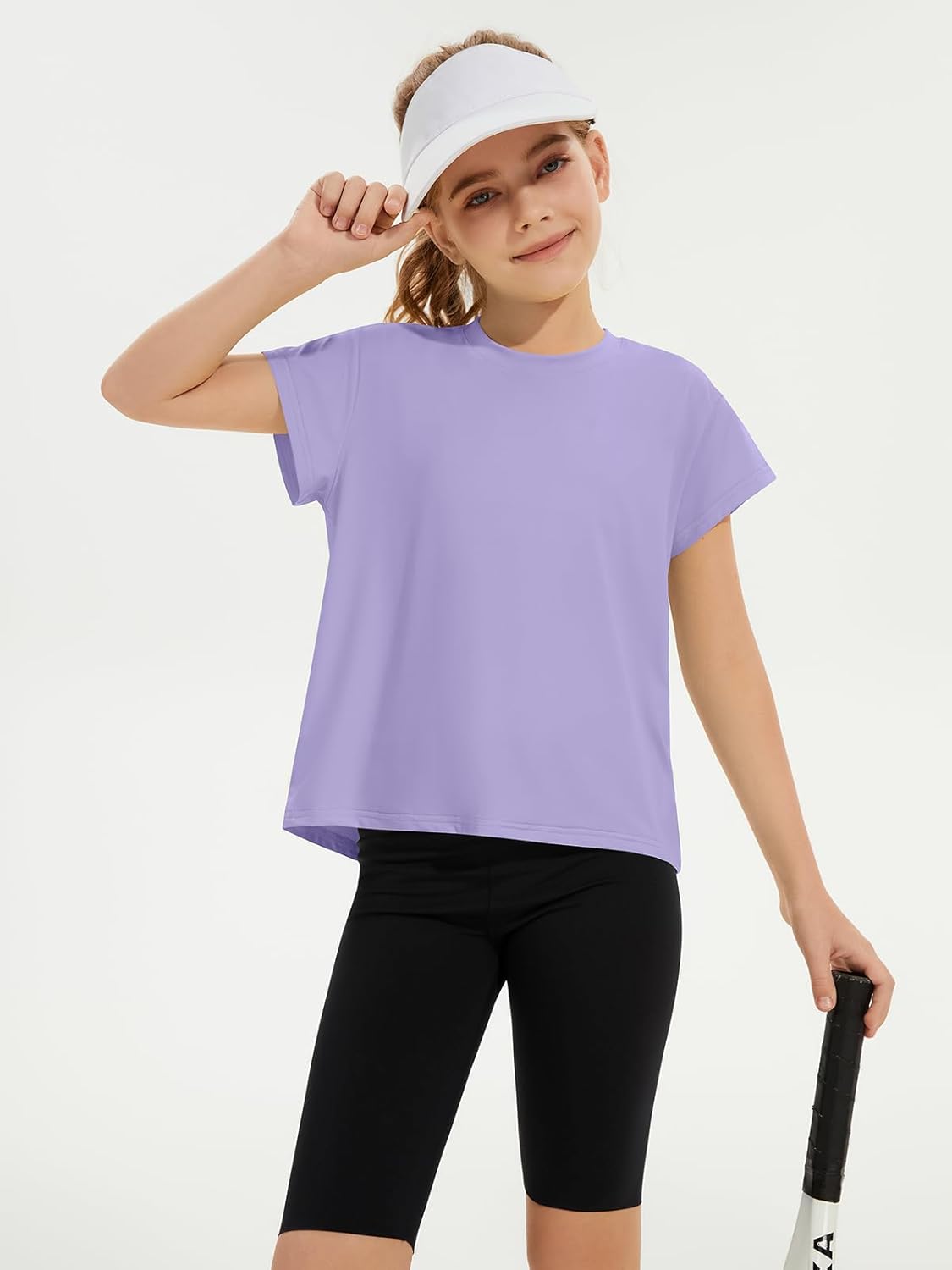 ZDC Girls Athletic Yoga Shirts Summer Short Sleeve Quick Dry Crop Tops Basic Gym Tees 5-14 Years - Image 2