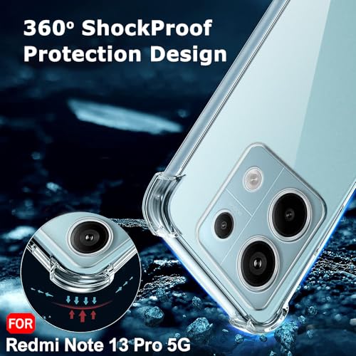 Image of TheGiftKart Crystal Clear Back Cover Case for Mi Redmi Note 13 PRO 5G | Shockproof Soft TPU Case | Cushioned Edges for Ultimate Protection Back Cover Case (TPU, Transparent)