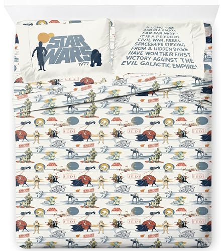Jay Franco Parure de lit 4 pièces pour enfants avec draps et taies d'oreiller – Literie 100 % microfibre et décoration de chambre – Beige – Star Wars