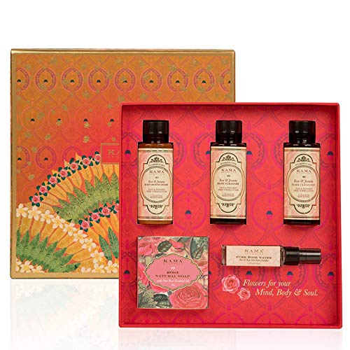 Kama Ayurveda Limited Edition Rose & Jasmine Box Water, Cleanser, Soap, Moisturizer
