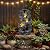 Giantex 5-Tier Water Fountain Outdoor, 18 Inch Cascading Stacked Stone Waterfall Fountain with Lights & Pump, Outside Zen Water Feature for Patio, Balcony, Deck, Garden, Yard Decor