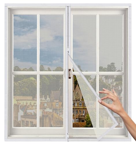 Image of Woodluck Mosquito Net for Windows, Zipper Fiberglass Mesh 5x5 Feet, Ivory