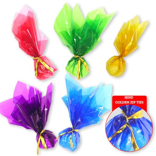 cellophan farbig, 120pcs cellophanfolie,8 Multi-Colors fensterfolie basteln, 7,5x7,5 Zoll fensterfolie bunt, transparentpapier bunt,Colour for Sweets, DIY, Arts, Crafts, Decoration