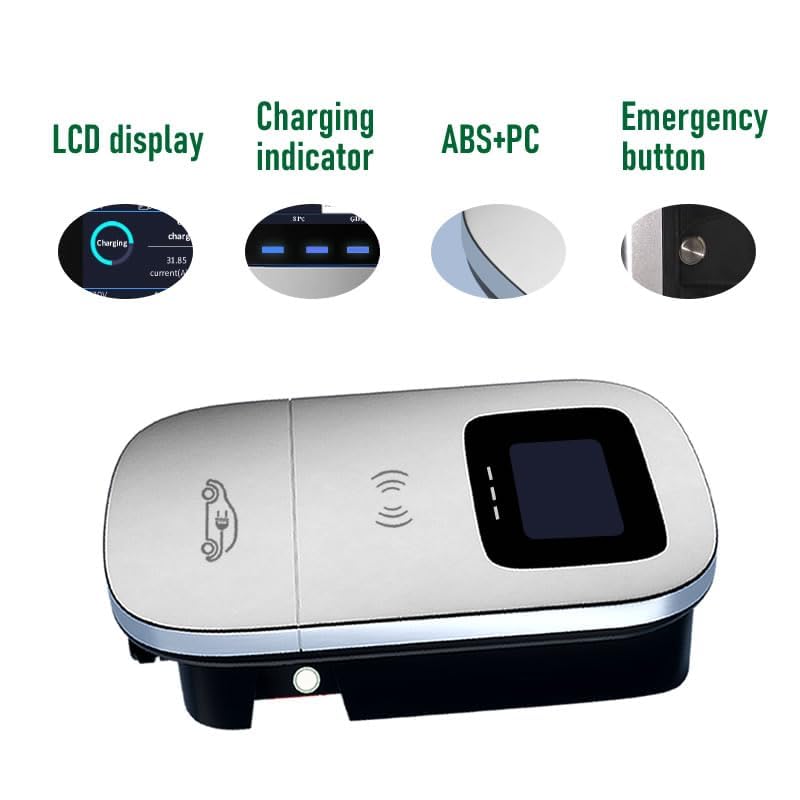 Image of Smart EV Level 2 Charger, Electric Vehicle Charging Station Hardwired 110-240V 32A Type 2 Home Charger with LCD Display,