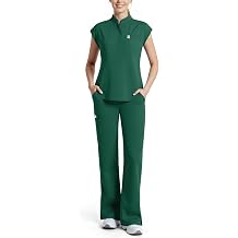 Scrubs for Women Set, Sleeveless Stand Collar Top & Straight Leg Cut Pant | Breathable Professional 11-Pocket Medical Uniform Scrub Set,Drawstring Yoga Waistband,Soft Stylish Shirttail Hem