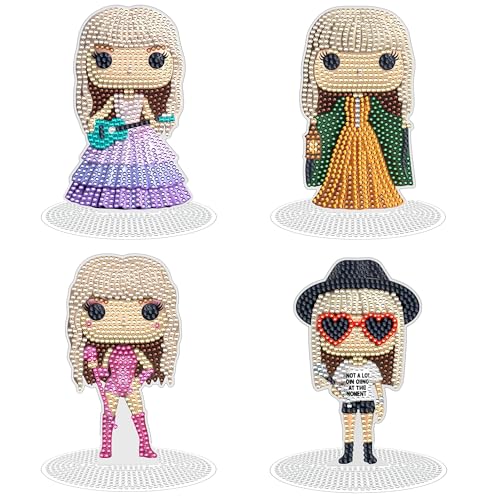 SnugMaker Tabletop Diamond Art Kits, Merch, 4 Pcs Acrylic Diamond Painting Kit, Stand Up Diamond Art Kits for Adults, Birthday Gifts for Women