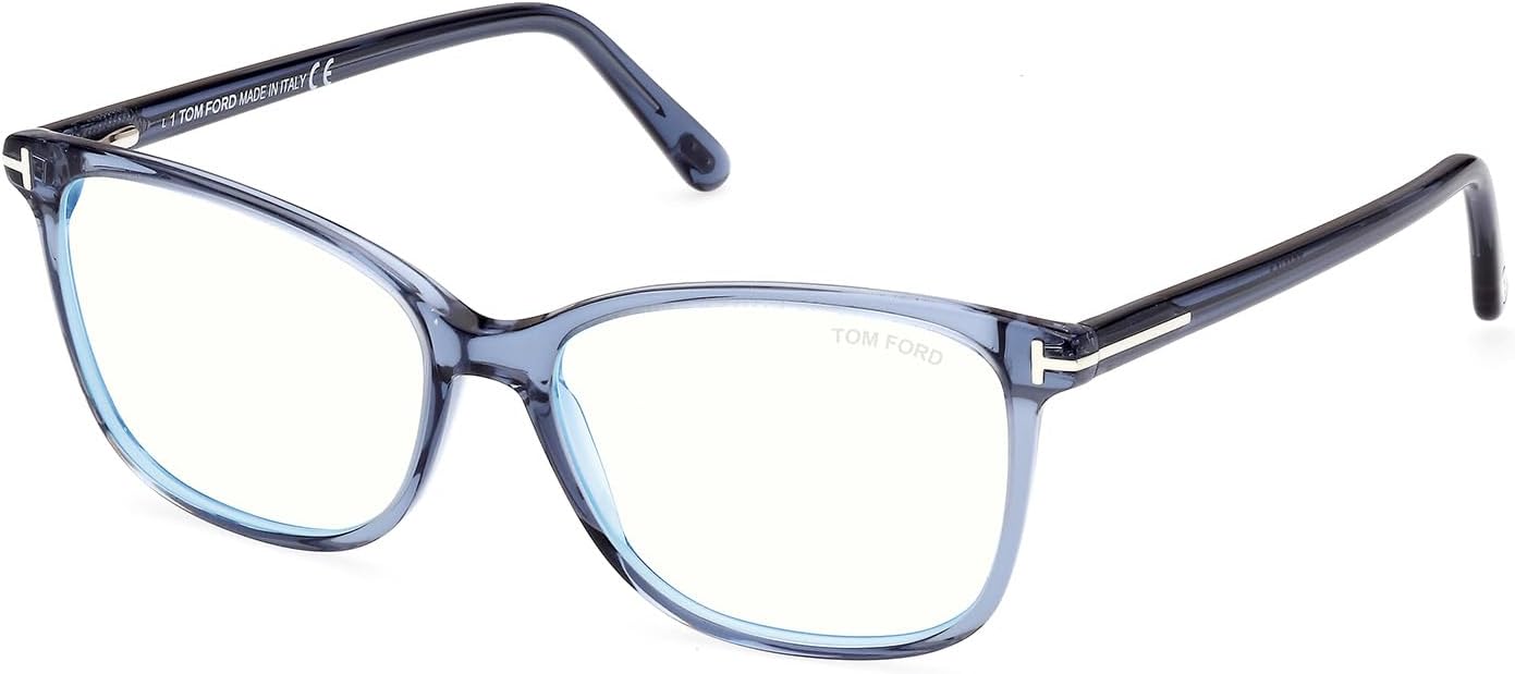 Eyeglasses Tom Ford FT 5842 -B 090 Shiny Blue,"t" Logo/Blue Block Lenses