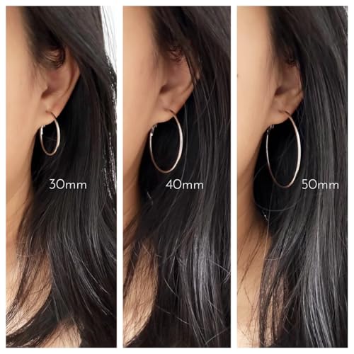 Lightweight Surgical Stainless Steel Hoop Earring for Women, Silver Hoop Earrings for women,925 Sterling Silver Post Hypoallergenic, Daily Wear Versatile Hoops 30/40/50mm4