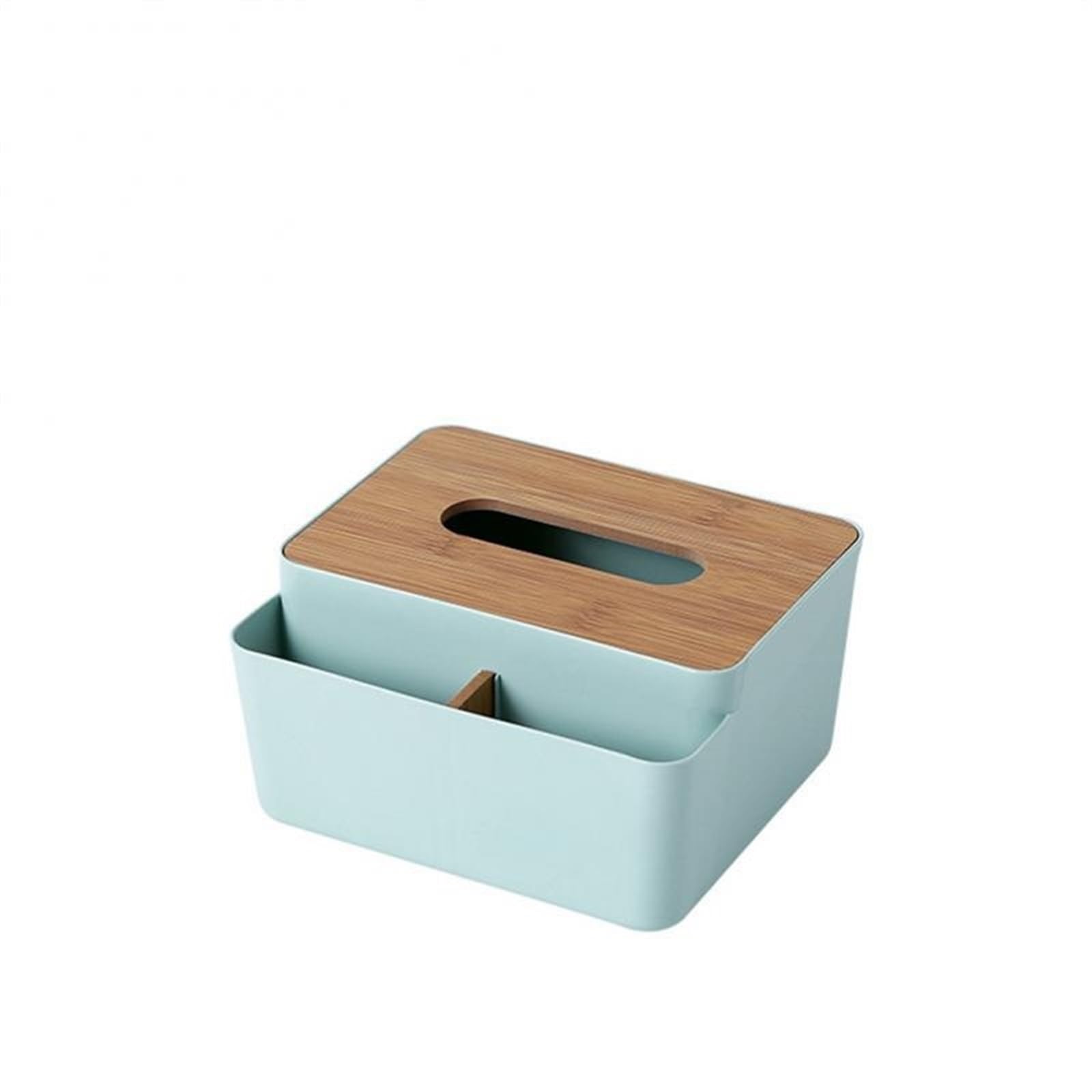 Multifunction Plastic Tissue Box Cover Wooden Lid Napkin Holder Wet Wipes Handkerchief Paper Towel Home Kitchen Decorative(Blue)
