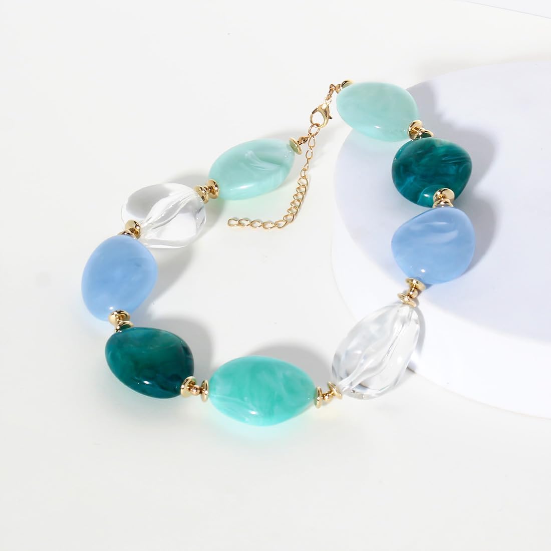 Boho Chunky Statement Choker Necklace for Women Exaggerated Geometric Acrylic Adjustable Chain Collar Necklaces Fashion Handmade Costume Accessory Jewelry Party Wedding - Image 5