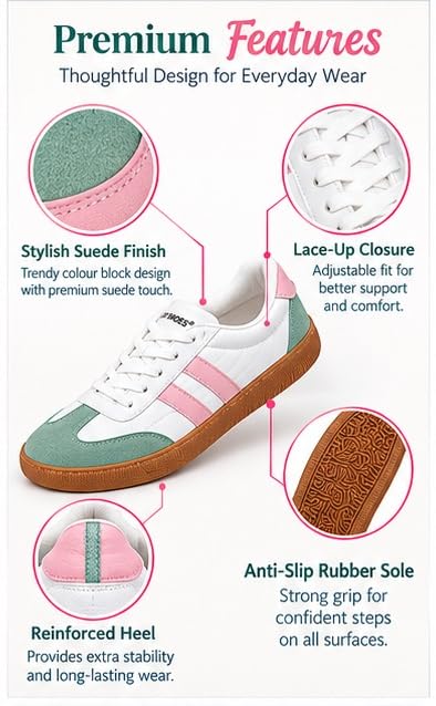 Image of Casual Sneaker Shoes for Women | Soft Cushioned Insole | Sneakers for Woman | Lightweight | Comfortable | Stylish, Trendy Girls and Women Sneakers with Laces