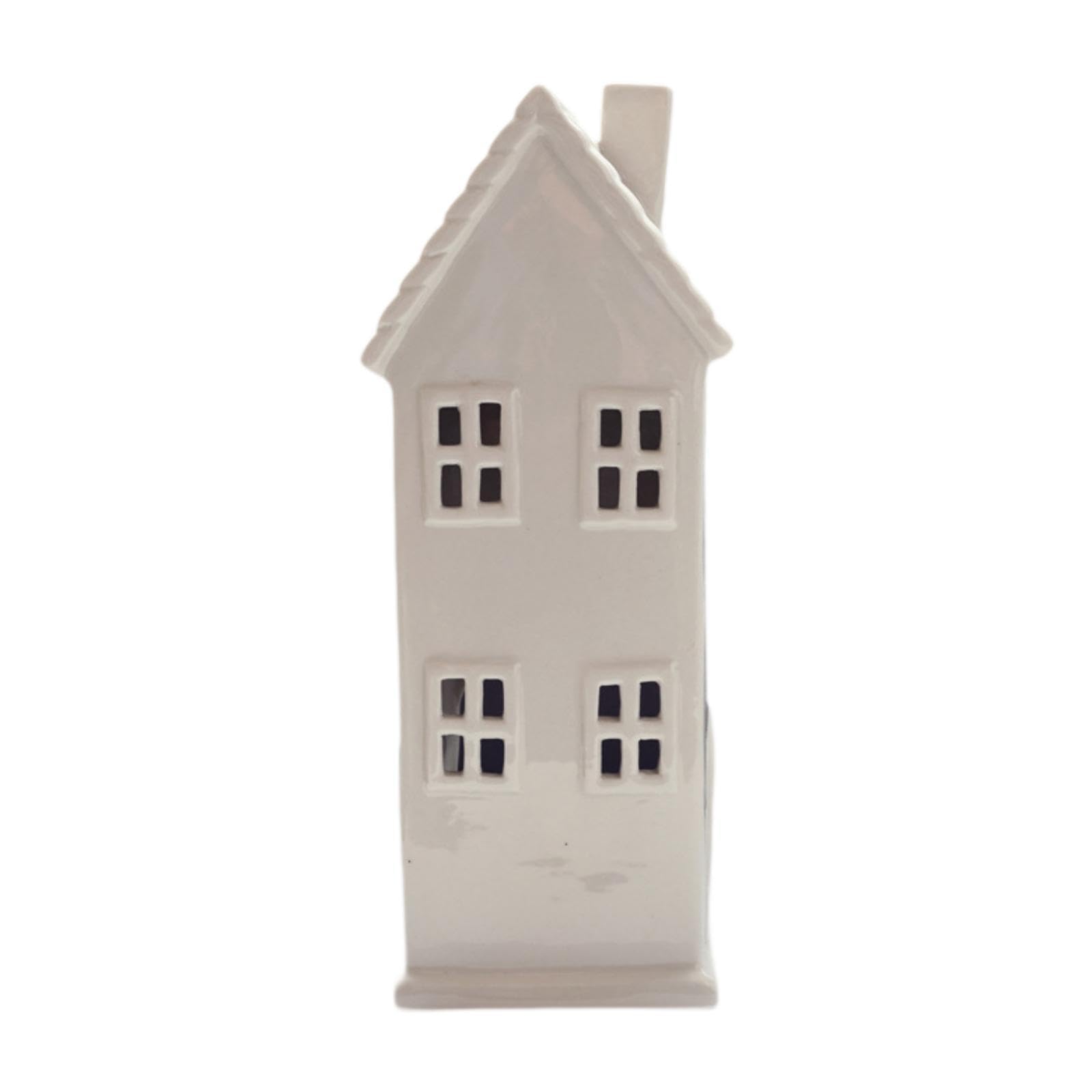 Figura de Cerámica Iluminada para Navidad, Adorno de Escritorio para Navidad, Decoración para Fiestas Navideñas, Decoración Navideña, 7,5 x 7,5 x 20 cm