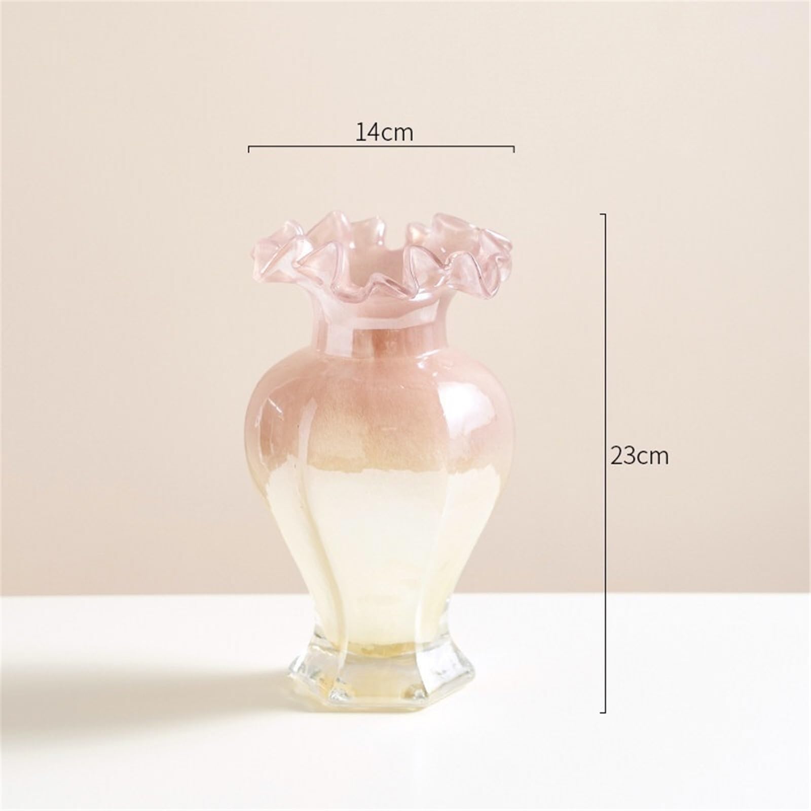 Vases décoratifs en Verre de 23cm Haut, for la Maison, Le Salon, pièce maîtresse Table Décoration d'intérieur(Blanc)
