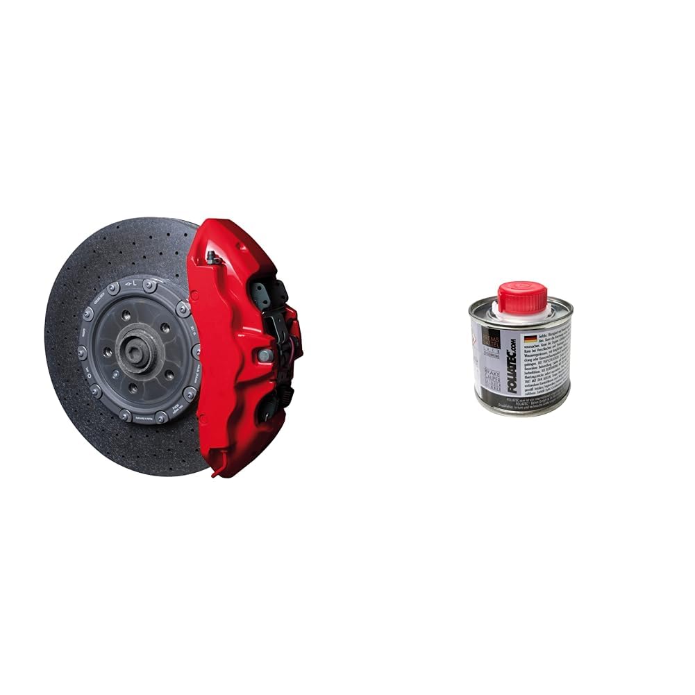 Foliatec Bremssattel Lack Set Hitzebeständig Racing Rosso 7-teilig mit Verdünnung 100 ml