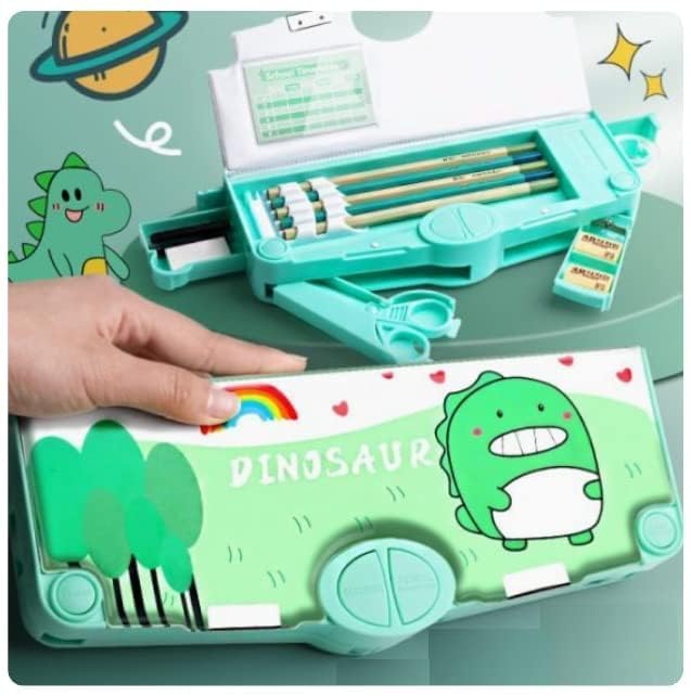 Image of Multifunctional Dinosaur Pencil Box for Kids - Magnetic Pop-up Box for Boys & Girls - Dinosaur Theme Return Gifts