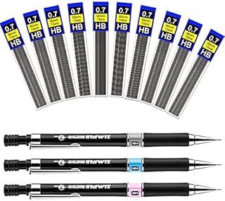 ANTHYTA Mechanical Pencil Set,3 PCS 0.7mm HB Mechanical Pencils with Eraser,10 PCS Tubes Pencil Refill Lead Refills 0.7 Automatic Propelling Pencil Set for Sketching Drawing Writing Drafting School