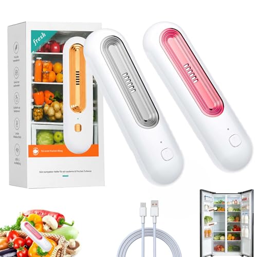Ozoori KüHlschrank Deodorierer Ozoori Fridge Deodoriser-Usb Rechargeable Wireless Ozooris Gegen Fruchtfliegen (Silber&Rosa)
