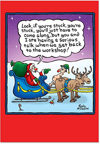 5773 Stuck Elf Unique Inappropriate Christmas Paper Card with Envelope