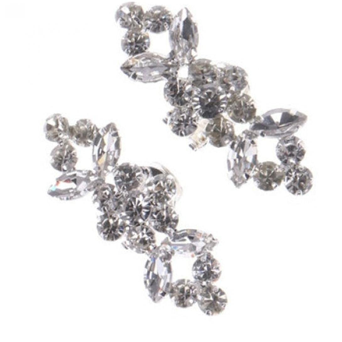 Tossper Women's Silver 2Pcs Rhinestone Shoes Buckle Shoes Elegant Shoe Clips Boots Decorating