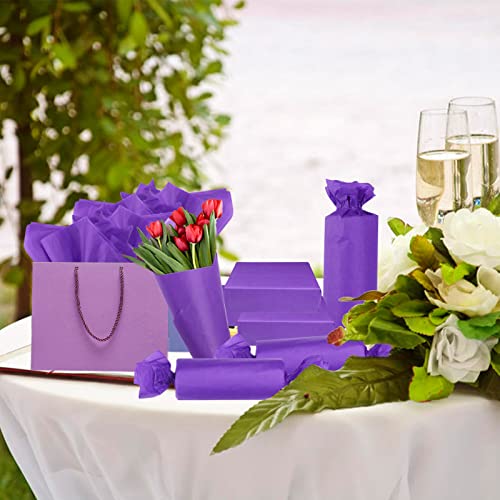Image of 100 Sheets Purple Tissue Paper Artdly 14 x 20 Inches Purple Tissue Paper Bulk for Weddings Birthday DIY Project Wrapping Crafts Decor