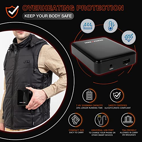 Dukuseek Heated Vest With Hood, Lightweight Battery Charged Electric Heating Vest With Detachable Hoodie For Hunting Hiking Camping, Size Adjustable For Men Women #TOP4