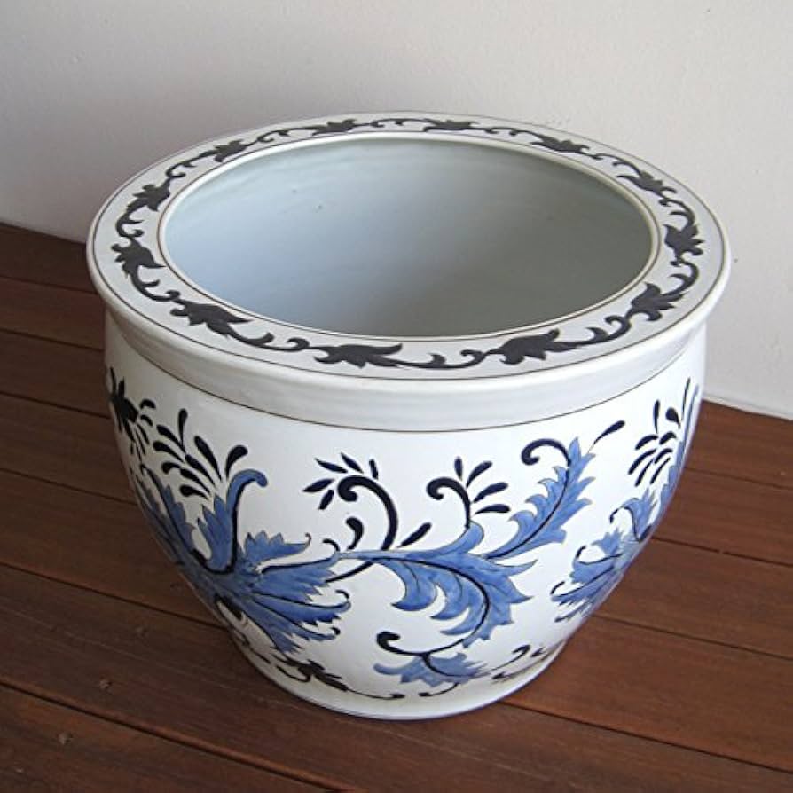 陶器　大鉢 有田焼 めん鉢（大）（染付凡唐草・錦万暦） | MARUFUKU