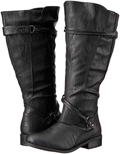 Brinley Co Women's Olive-xwc Riding Boot, Black Extra Wide Calf, 8 M US | Image 6