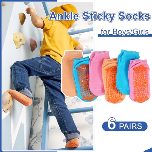 Image of HYCLES Toddler Girl Socks, 12 Pairs Non Slip Ankle Toddler Socks for 1-7 Years Baby Girls Kids