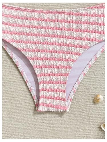 Image of RoseSeek Girl's Tie Dye Smocked 2 Piece Swimwear Sets Backless Halter Bikini Cute Brief Bathing Suit
