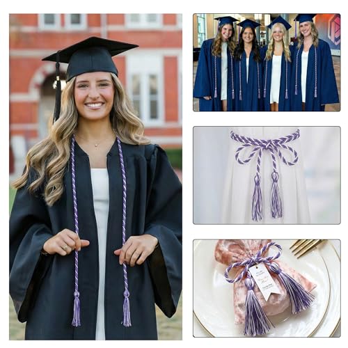 Image of GraduationMall Graduation Honor Cord 68 inch Purple White