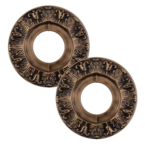Image of PU Ceiling Medallions 2Pcs, 10 Inches x 3.86 Inches, Bronze Tone | Split Type, Fits 3.86 Inches Canopy, European Vintage Carving Style, Synthetic Foam Construction for Easy Installation