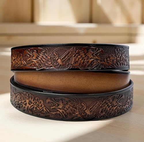 Personalized Name Western Eagle Leather Belt for Men Handmade Religous Full Grain Cowboy Leather Belt 1.5” Wide3
