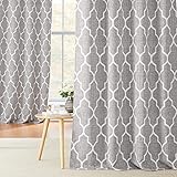 KGORGE Grey Curtains for Living Room, Blackout Linen Look Curtains and Drapes Elegant Privacy Lattice Backdrops for Party Bedroom Decoration Window Treatment, W52 x L84, 2 Panels Set