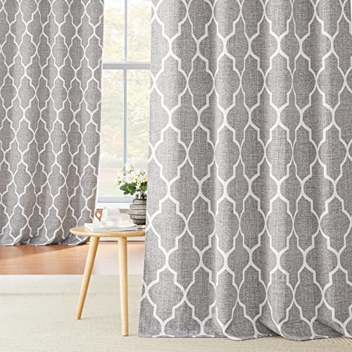 KGORGE Graue Vorhänge für Wohnzimmer, Verdunkelungsvorhänge in Leinenoptik, Vorhänge und Vorhänge, elegante Privatsphäre, Gitterhintergründe für Party, Schlafzimmer, W52 x L84, 2 Paneele Set Cover