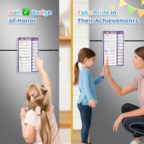 Image of CustomMaster 3 in 1 Bedtime /Morning /Daily Routine Chart for Kids, Magnetic Chore Chart for Kid, Visual Schedule for Kid Toddlers