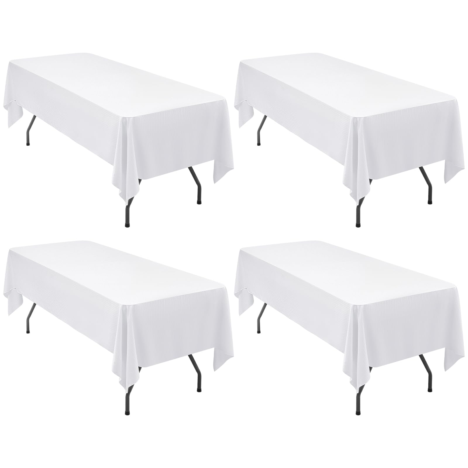 LYAFS White Rectangle Table Cloth 4 Pcs 153x320cm Striped Tablecloth