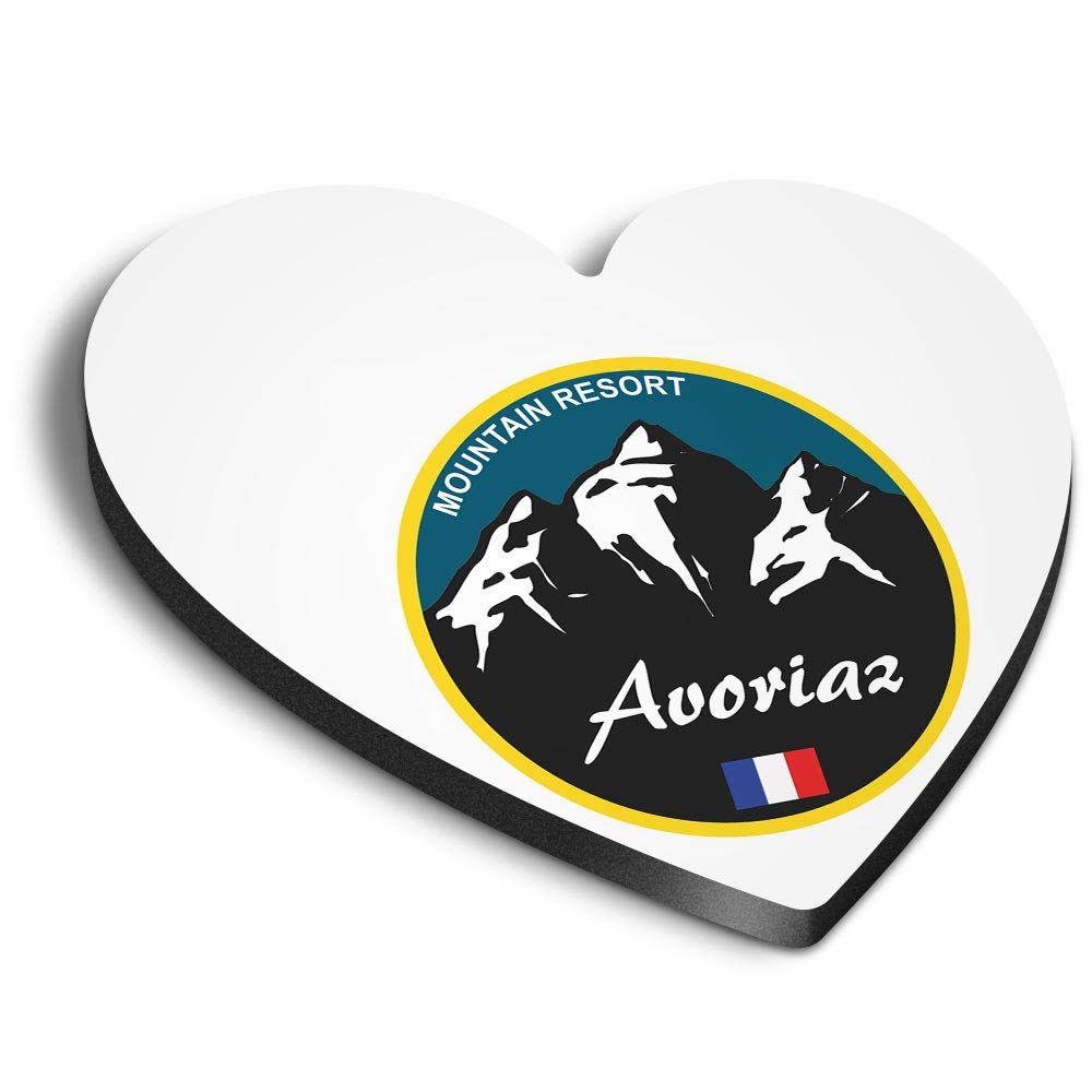 Destination Vinyl Ltd Multicolor 1 X Heart Mdf Magnets - Avoriaz Ski Snowboard Resort France 5318
