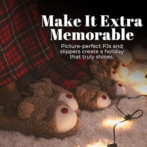 Dearfoams unisex-adult Matching Family Holiday Christmas Reindeer & Turkey Scuff2